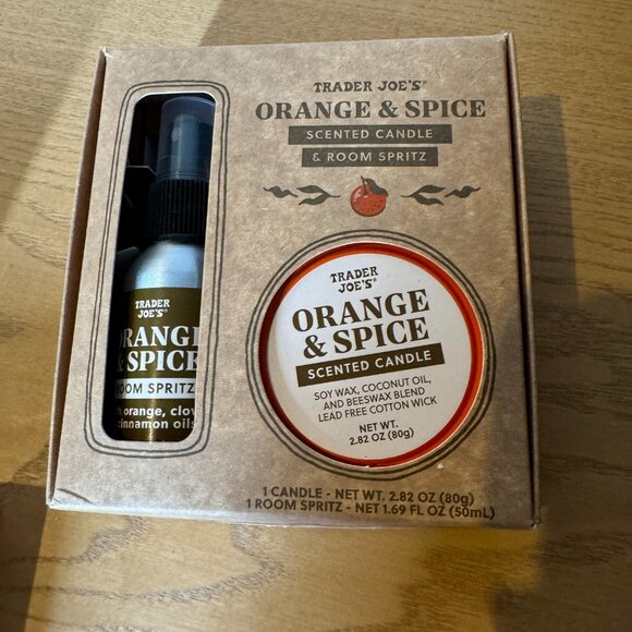 Trader Joe's Orange & Spice Scented Candle & Room Spritz 1 Each 2.82 oz. NWT - Picture 2 of 3